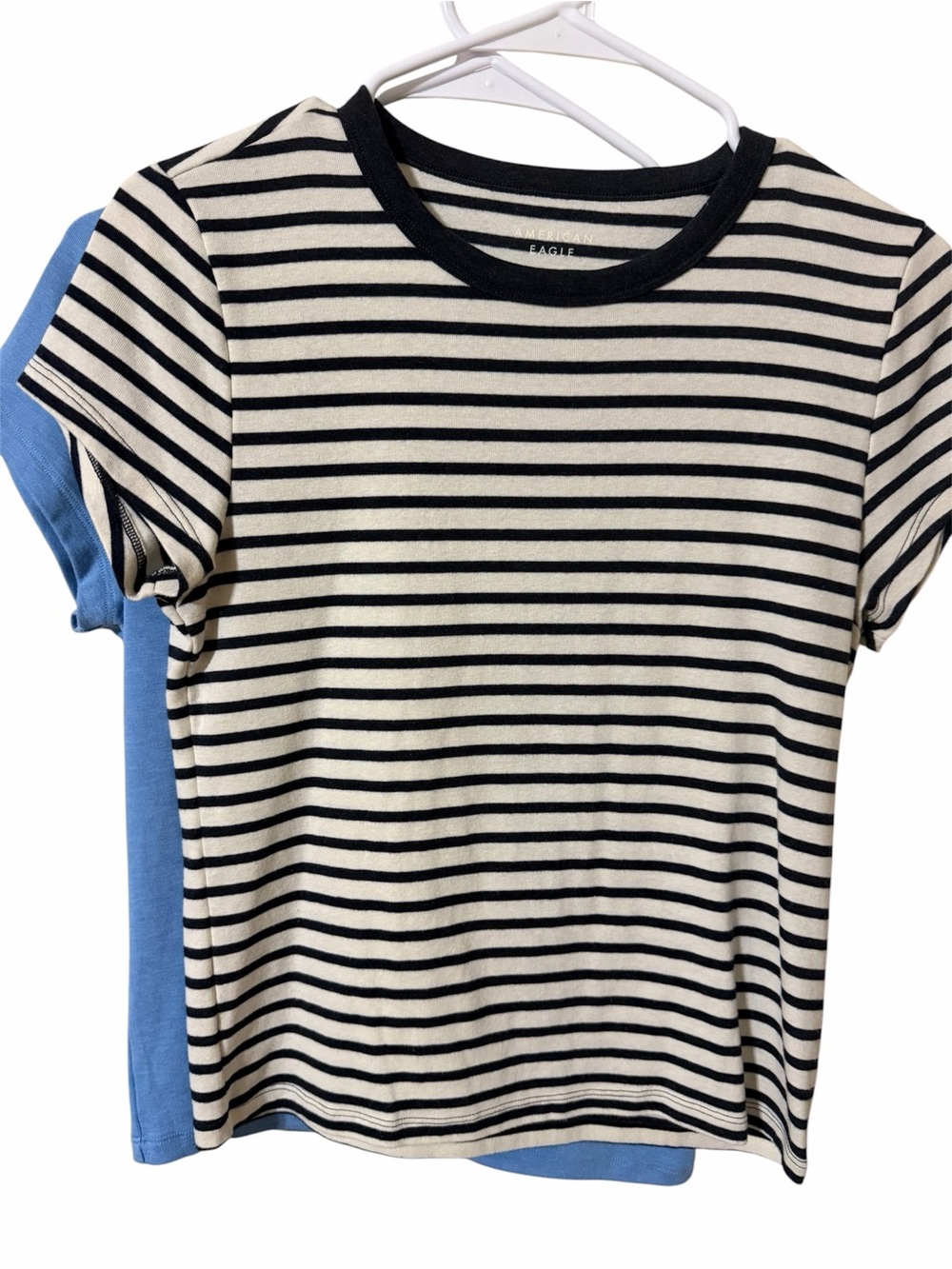 American Eagle Outfitters Blue and Black & Cream Striped Tees